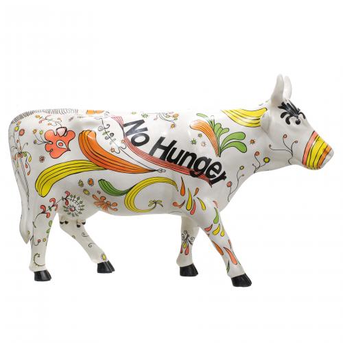 Cow figurine created for the Madrid COWPARADE 2008-2009. Polychrome fibreglass.Numbere 2108 on the back of the front, right leg. Some stainst, signs of wear loss of painting and over-painting. It includes the catalogue of the CowParade Madrid, where it is illustrated on page 87.142 x 235 x 68 cm. 