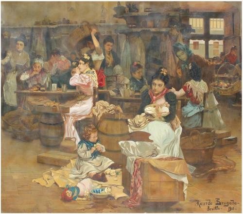 RICARDO BRUGADA PANIZO (1867-1919) "Descanso en la Real Fábrica de Tabacos de Sevilla"