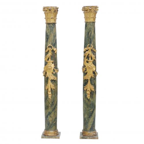 PAIR OF CORINTHIAN COLUMNS, C19th.