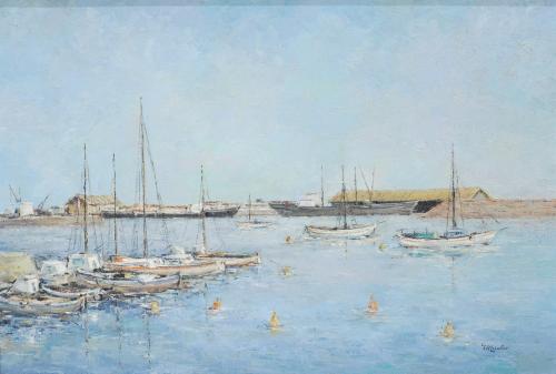 VICENTE MIRALLES (1912-?). "BARQUES I PORT".