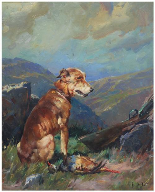 JOSEP SERRASANTA (1916-1998). "Perro de caza".