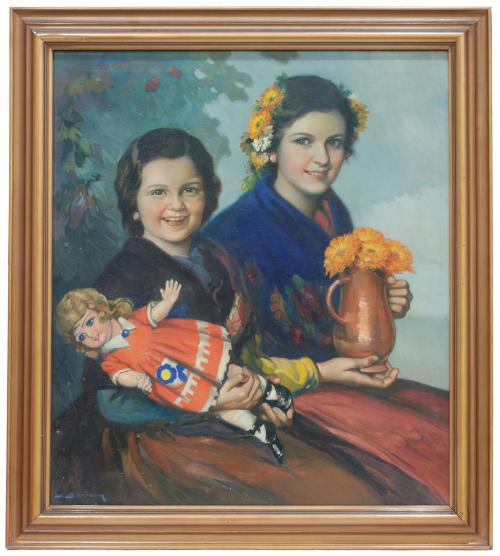 JUAN JOSE BARREIRA (1888-1957). "Niñas valencianas".