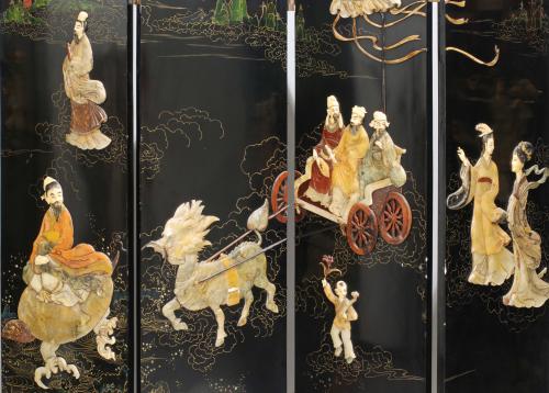 CHINESE SIX LEAF SCREEN, FIRST HALF C20th.