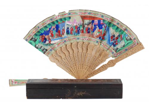 TWO CHINESE CANTON FANS, 19TH CENTURY