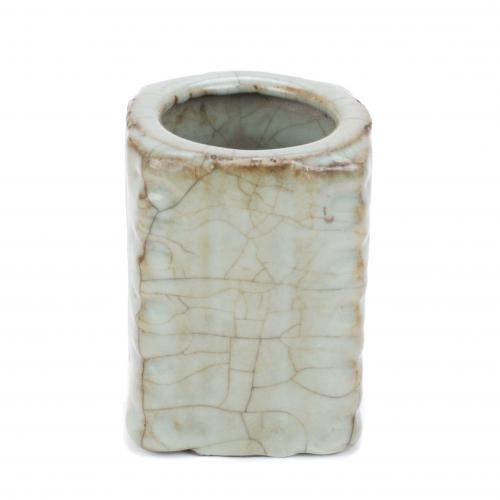 Celadon crackle porcelain 11cm H, 8.5 cm dia.