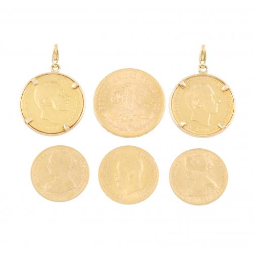 SIX GOLD COINS.