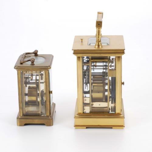 TWO CARRIAGE CLOCKS, MID 18TH CENTURY AND FIRST HALF OF THE