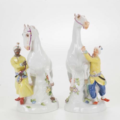 MEISSEN. PAREJA DE CABALLOS, MED. SIGLO XX.