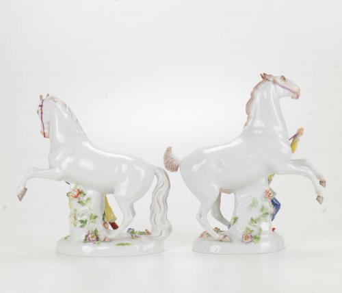 MEISSEN. PAREJA DE CABALLOS, MED. SIGLO XX.