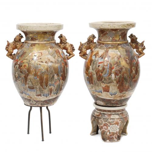 PAIR OF SATSUMA VASES C20th