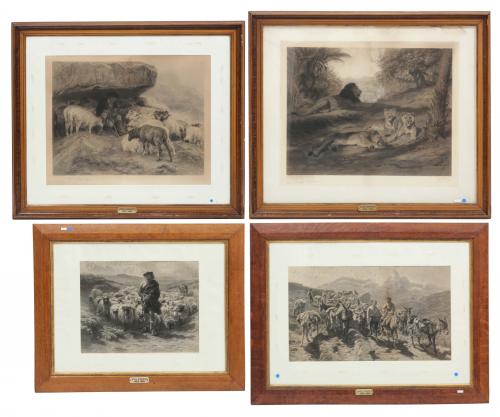 4 ETCHINGS FOLLOWING WORKS BY ROSA BONHEUR (1822-1899).