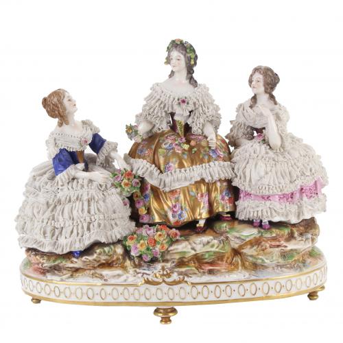 AELTESTE VOLKSTEDTER PORZELLANMANUFAKTUR. COURTESANS",  END C19th. - EARLY C20th.