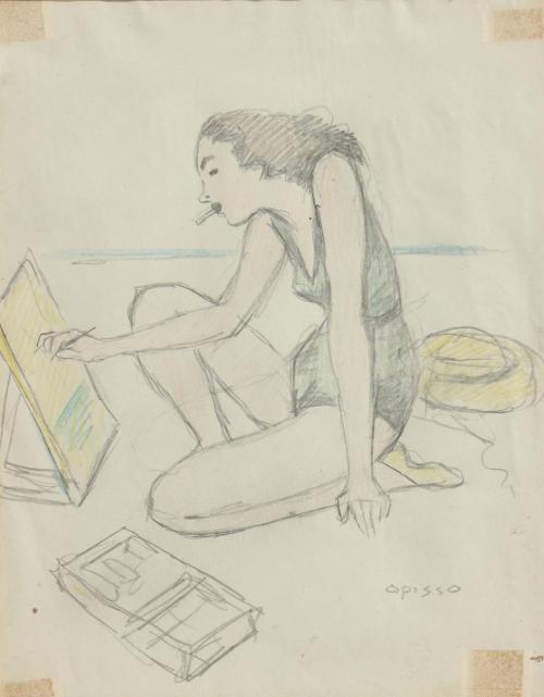 RICARD OPISSO (1880-1966). "GIRL DRAWING."