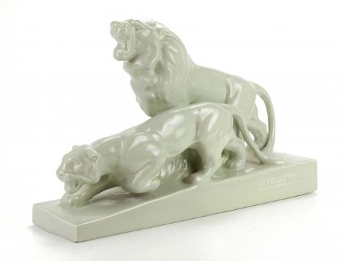 LION AND LIONESS". ART DECO, CIRCA 1930.