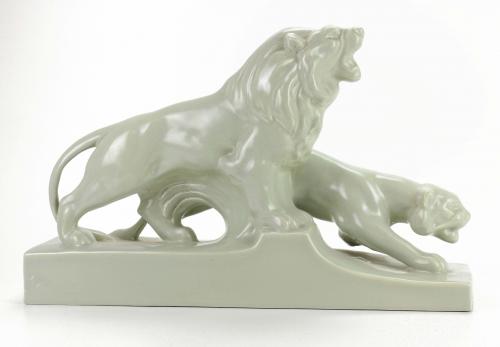 LION AND LIONESS". ART DECO, CIRCA 1930.