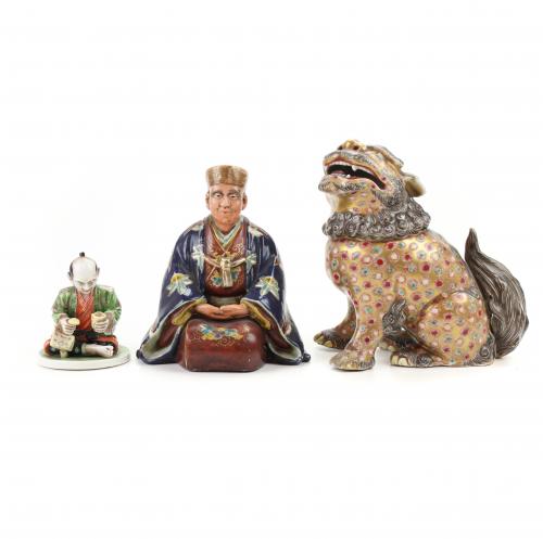 THREE JAPANESE FIGURES, C19th AND C20th.