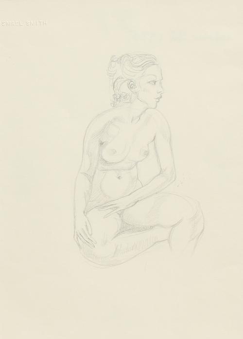 ISMAEL SMITH (1886-1972). "SEATED NUDE IN PROFILE". NEW YORK, 1935