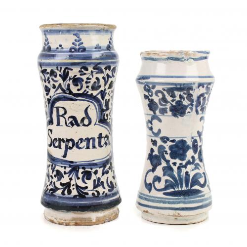 TWO CATALAN APOTHECARY JARS, C19th.