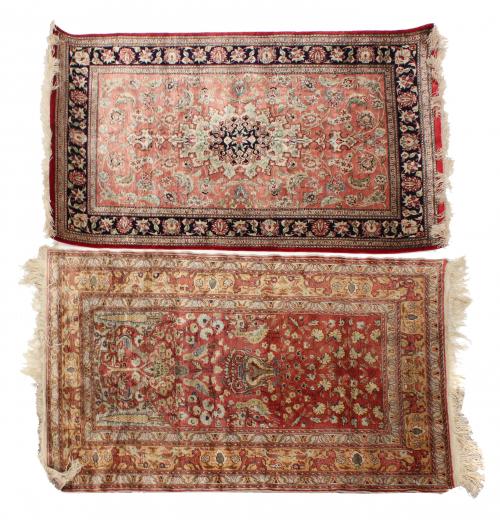 TWO SMALL CARPETS, END C19th AND EARLY C20th. 