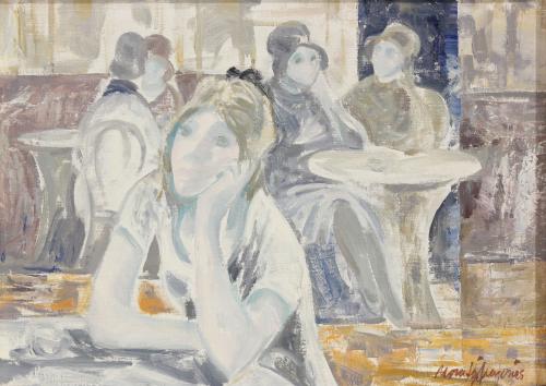 JOSEP MARIA MORATO ARAGONES (1923-2006). *JOVEN EN INTERIOR DE UN CAFÉ".