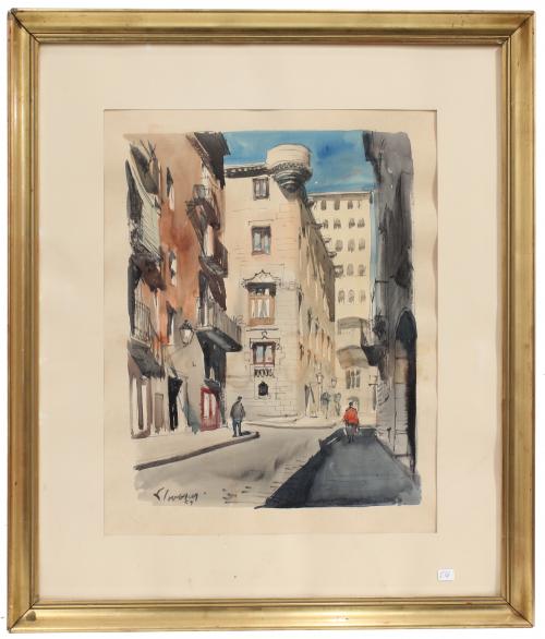 FREDERIC LLOVERAS HERRERA (1912-1983). "PAISAJE URBANO", 1959.