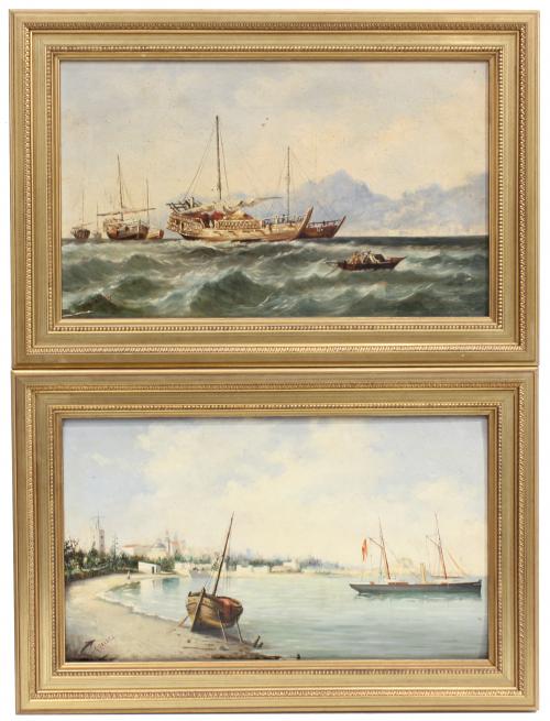 ADOLFO  GIRALDEZ (1840-1923). "MARINAS DE CÁDIZ Y SEVILLA".