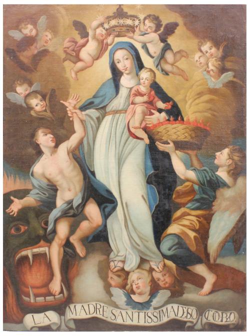 1015-ESCUELA HISPÁNICA, SEG. MITAD SIGLO XVIII. "VIRGEN DE LA MISERICORDIA".