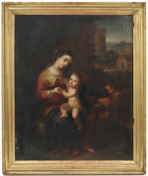 DIEGO MONROY AGUILERA (1790-1857). "VIRGEN CON NIÑO", 1852.