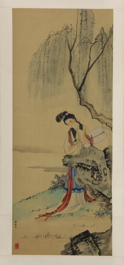 20TH CENTURY CHINESE SCHOOL "LADY WITH FAN".