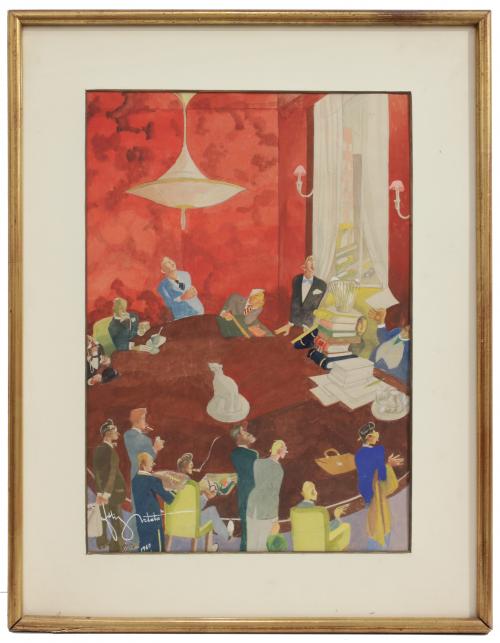 898-FÉLIX ARTETA (1890-1986). "REUNIÓN DE NEGOCIOS", 1960.