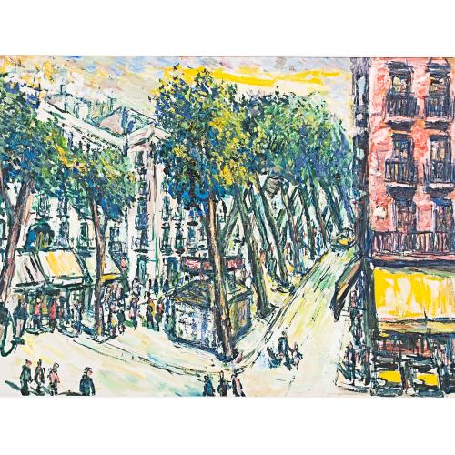 JAUME PLANAS GALLES (1927-1996). "THE BARCELONA RAMBLAS".