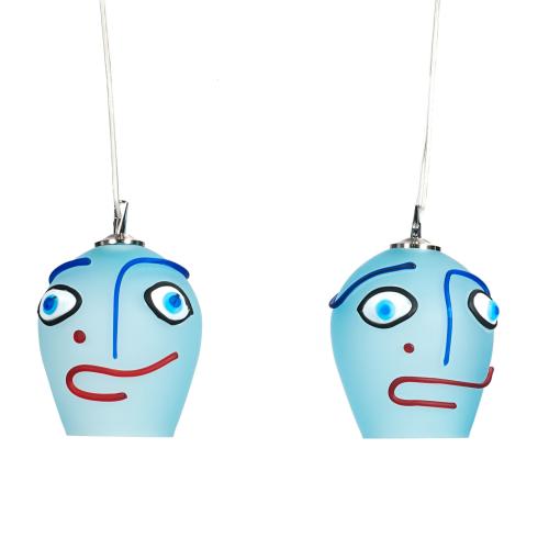 PAIR OF PICASSO STYLE CEILING LIGHTS, C20th.