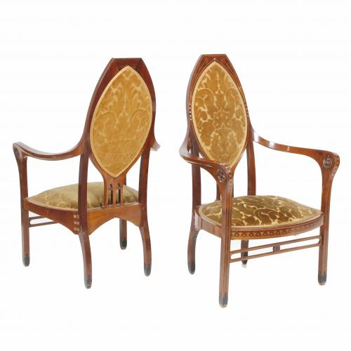 WORKSHOP OF JOAN BUSQUETS I JANÉ (BARCELONA, 1874-1949) PAIR OF ARMCHAIRS.