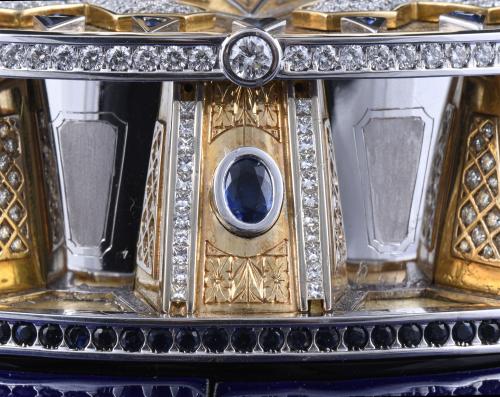 MODEL IN GOLD, DIAMONDS AND SAPPHIRES OF THE FRENCH SHIP "L