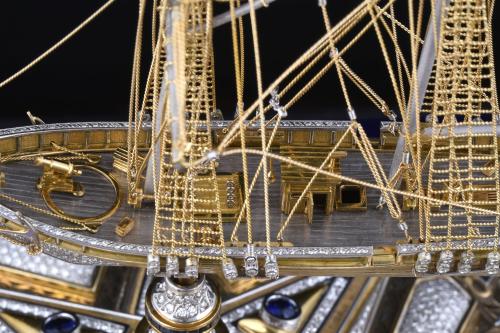 MODEL IN GOLD, DIAMONDS AND SAPPHIRES OF THE FRENCH SHIP "L