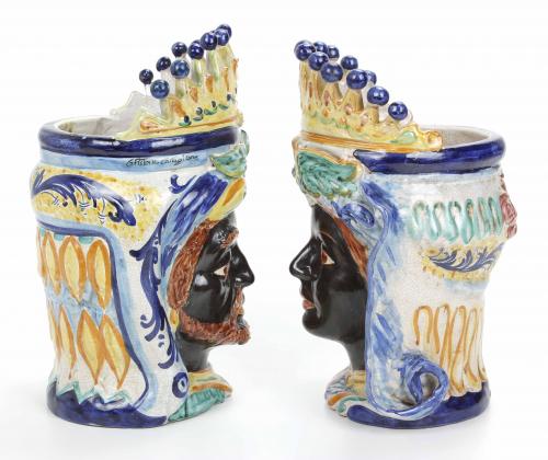 "TESTE DI MORO" ITALIAN POTS OF CALTAGIRONE, MID 20TH CENTU