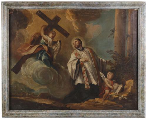 ESCUELA ESPAÑOLA, PPS. SIGLO XVIII. SEGUIDOR DE LUCA GIORDANO. "LA VOCACIÓN DE SAN LUIS GONZAGA".