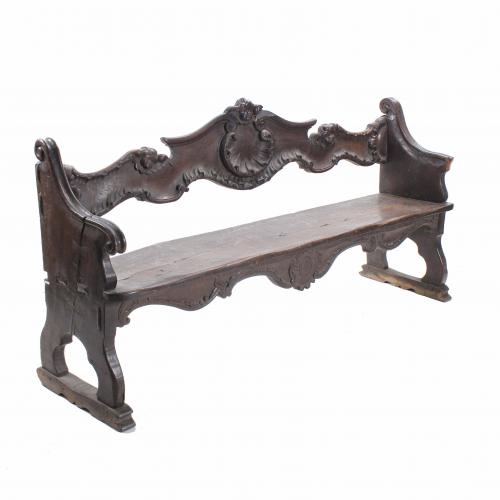 SPANISH ROCOCO STYLE BENCH, 19TH CENTURY. 