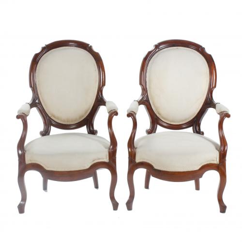 PAIR OF ELIZABETHAN ARMCHAIRS, CIRCA 1850-1870.