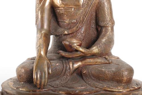 20TH CENTURY INDIAN SCHOOL. "ENTHRONED BUDDHA".