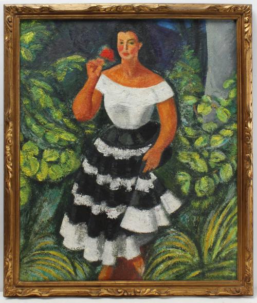 MIQUEL VILLÀ BASSOLS (1901-1988). "GIRL WITH A ROSE", 1956.