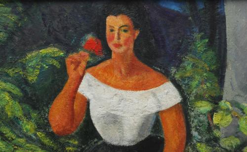 MIQUEL VILLÀ BASSOLS (1901-1988). "GIRL WITH A ROSE", 1956.