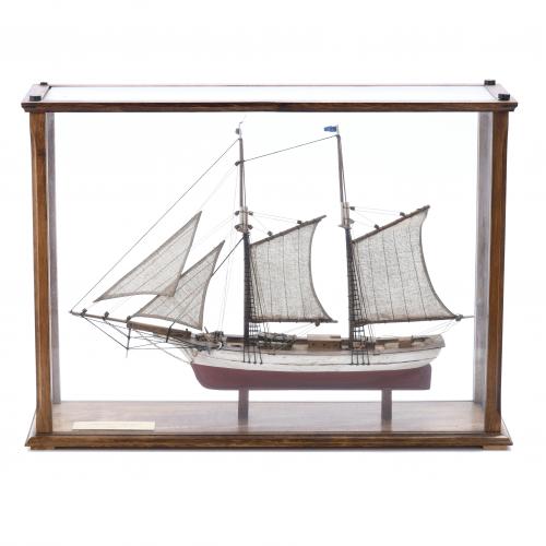 SAILING SHIP MODEL "SCHOONER GALERAS", 1870, MID 20TH CENTU