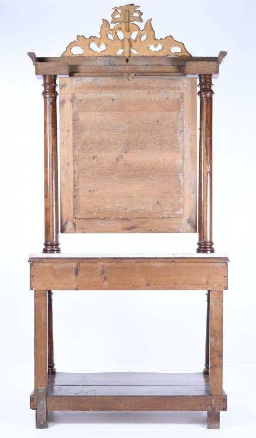 ELIZABETHAN CONSOLE WITH MIRROR, CIRCA 1840.