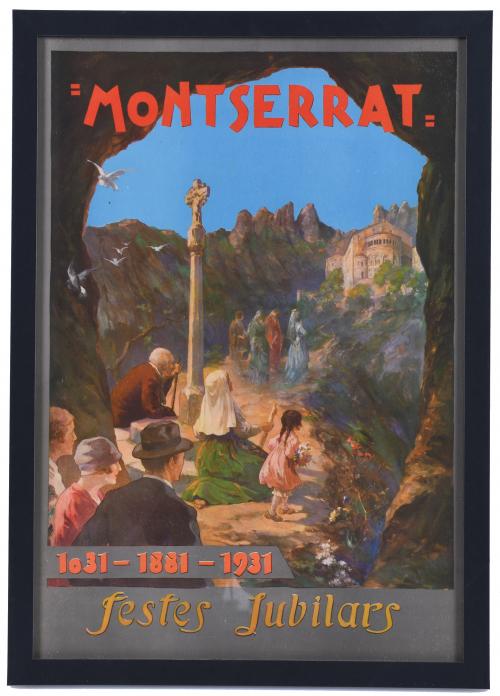 ESCUELA CATALANA, PPS. SIGLO XX. CARTEL DE "MONTSERRAT 1031-1881-1931. FESTES JUBILARS", C. 1931.