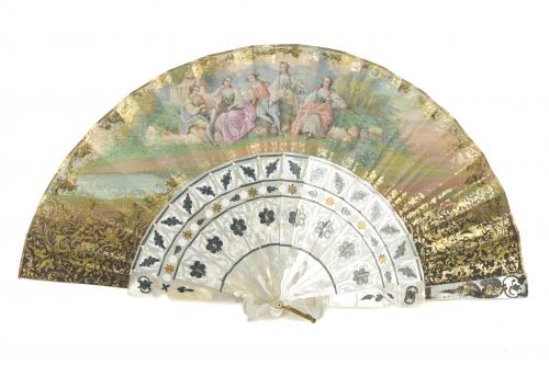 TWO ELIZABETHAN FANS, 19TH CENTURY.