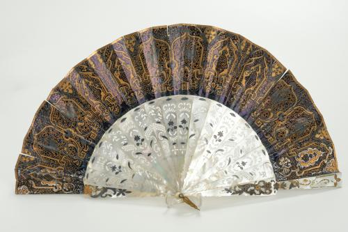 TWO ELIZABETHAN FANS, 19TH CENTURY.