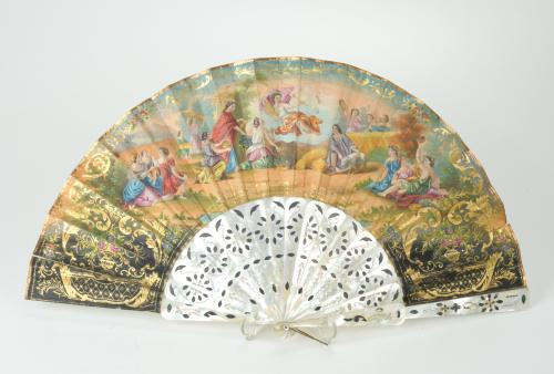 ELIZABETHAN FAN, MID 19TH CENTURY.