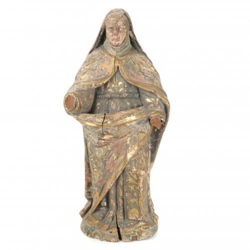 ESCUELA ESPAÑOLA, SIGLO XVIII. FIGURA DE SANTA, PROBABLEMENTE SANTA TERESA DE JESÚS. 