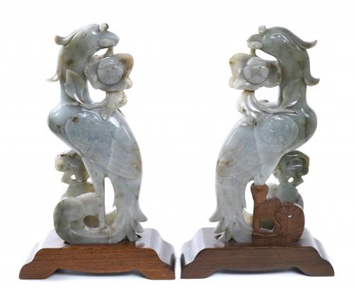 PAIR OF CHINESE BIRDS, MID 20TH CENTURY. 